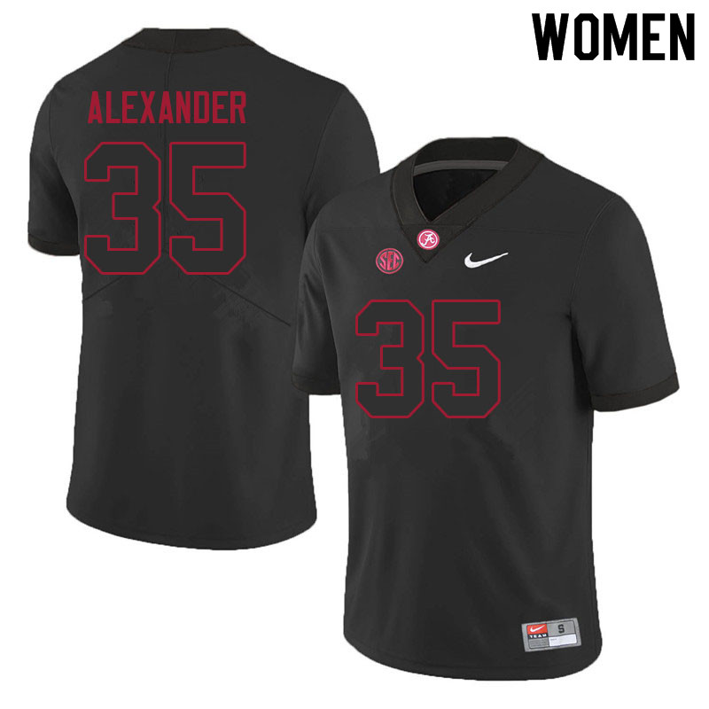 Women #35 Jeremiah Alexander Alabama Crimson Tide College Football Jerseys Sale-Black